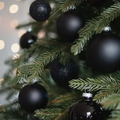 Box Of 44 Black Baubles | Glass | 5-8 Cm