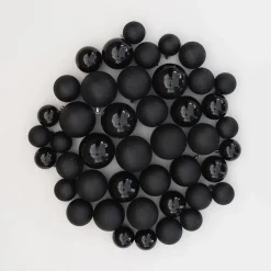 Box Of 44 Black Baubles | Shatterproof | 5-8 Cm