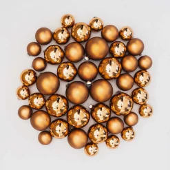 Box Of 44 Bronze Baubles | Glass | 5-8 Cm