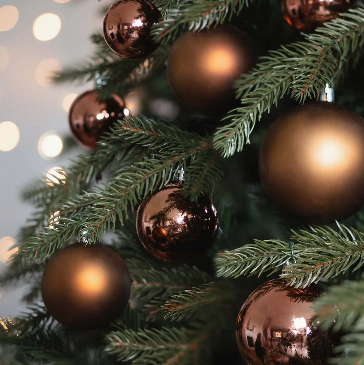 Box Of 44 Bronze Baubles | Shatterproof | 5-8 Cm