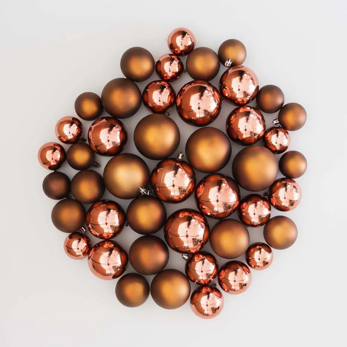 Box Of 44 Bronze Baubles | Shatterproof | 5-8 Cm