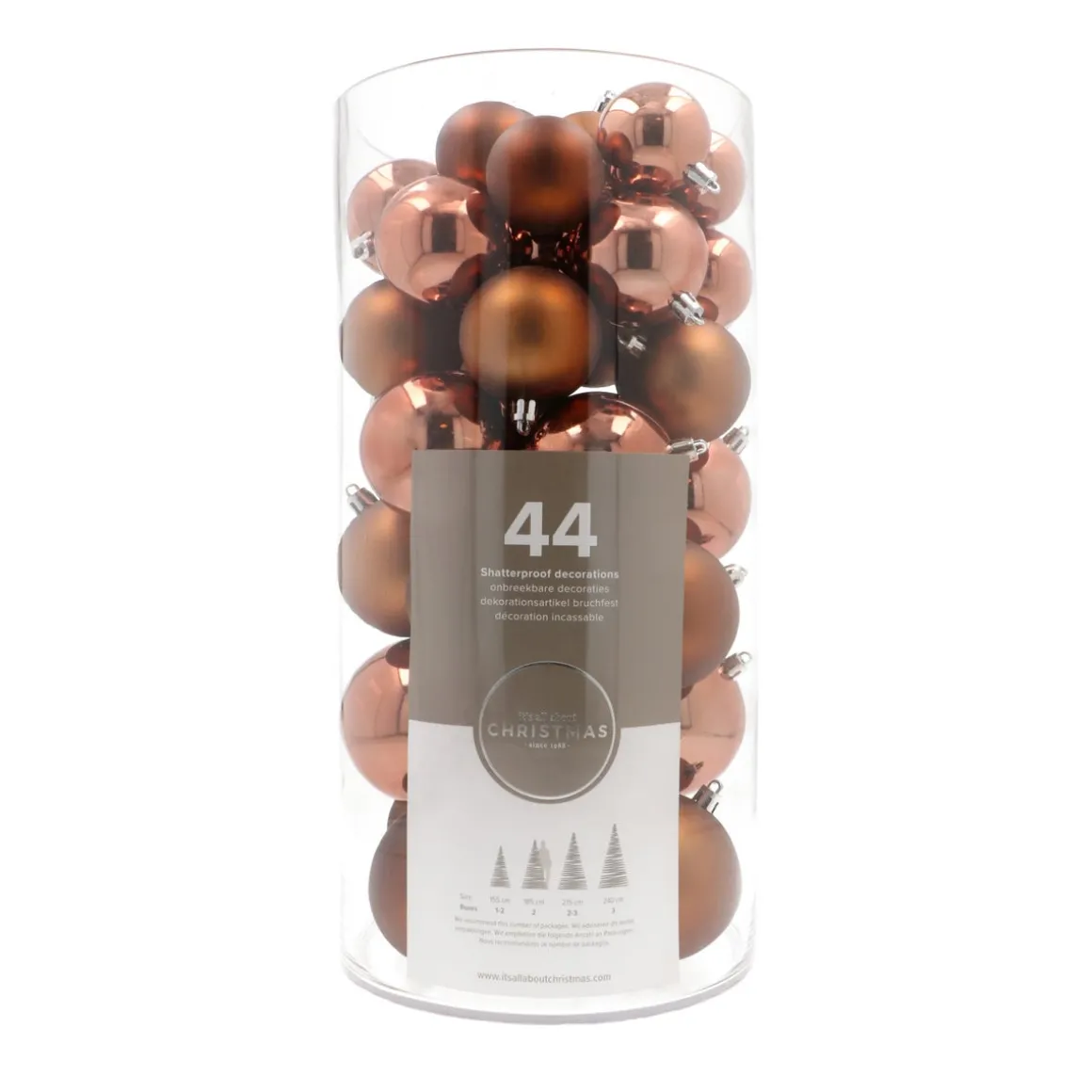 Box Of 44 Bronze Baubles | Shatterproof | 5-8 Cm