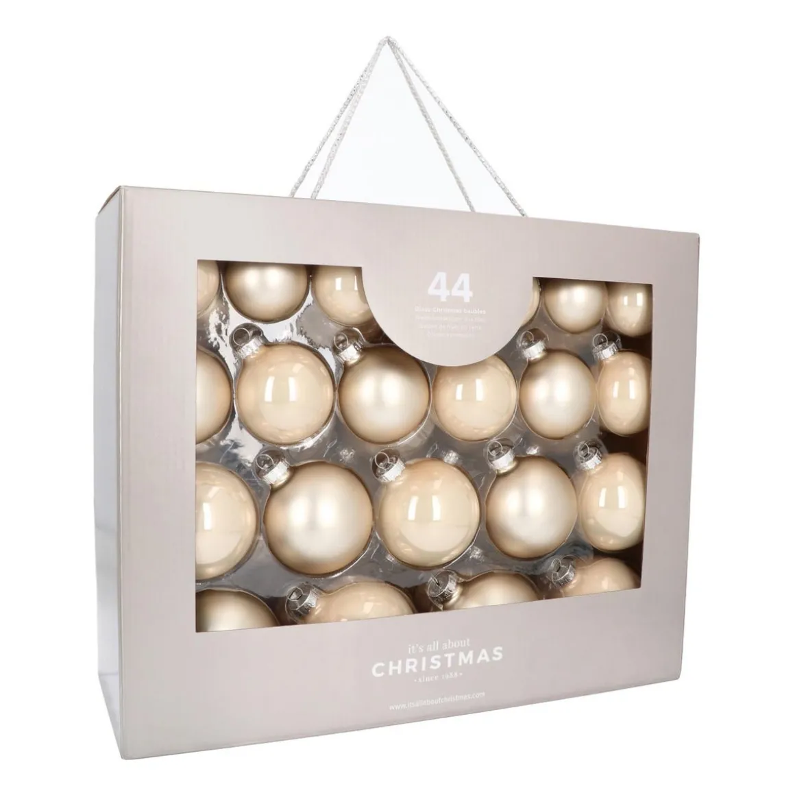 Box Of 44 Champagne Baubles | Glass | 5-8 Cm