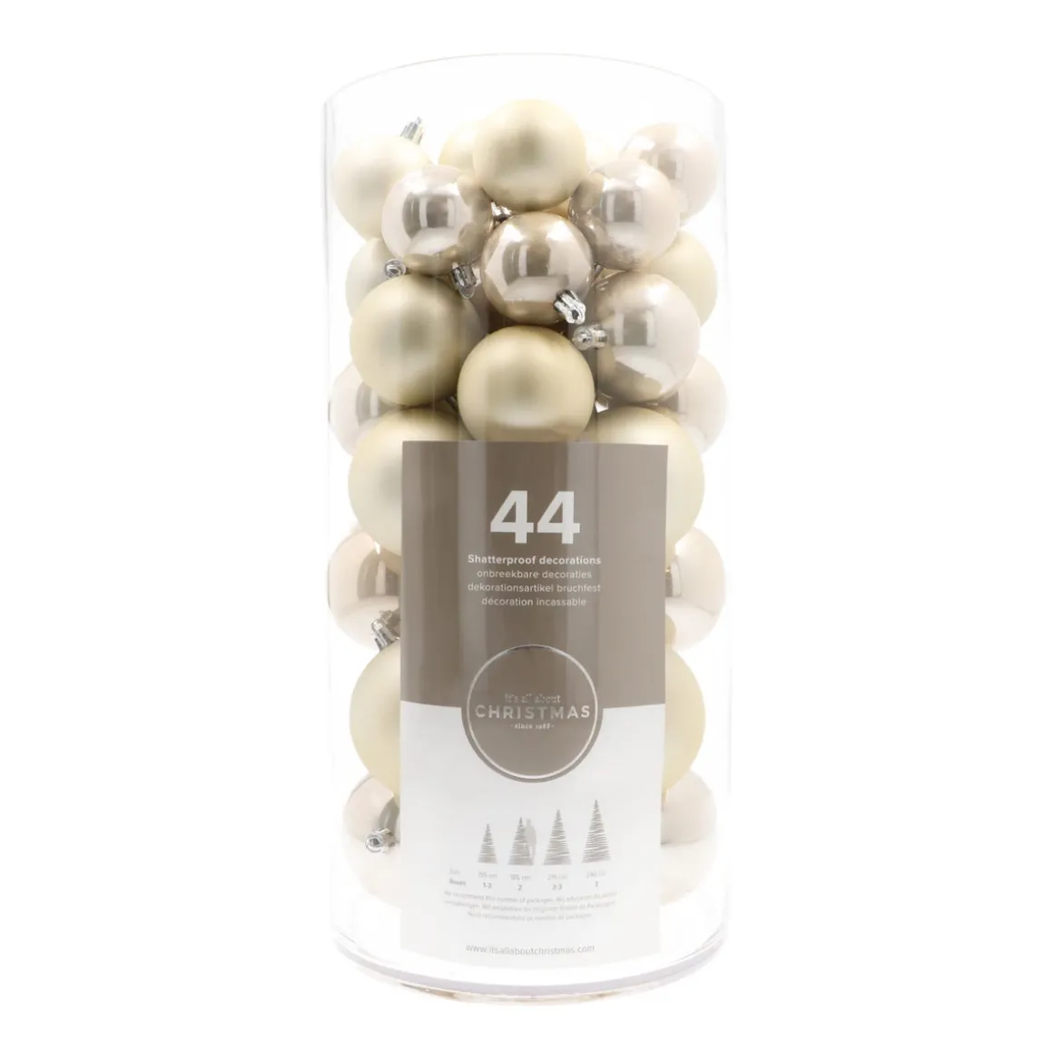 Box Of 44 Champagne Baubles | Shatterproof | 5-8 Cm
