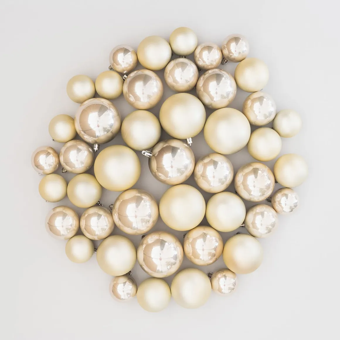 Box Of 44 Champagne Baubles | Shatterproof | 5-8 Cm