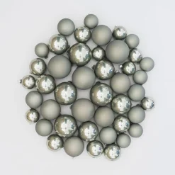 Box Of 44 Cottage Green Baubles | Glass | 5-8 Cm