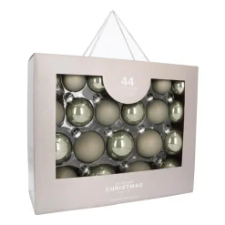 Box Of 44 Cottage Green Baubles | Glass | 5-8 Cm
