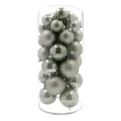 Box Of 44 Cottage Green Baubles | Shatterproof | 5-8 Cm
