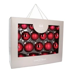 Box Of 44 Dark Red Baubles | Glass | 5-8 Cm
