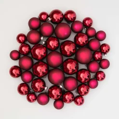 Box Of 44 Dark Red Baubles | Glass | 5-8 Cm