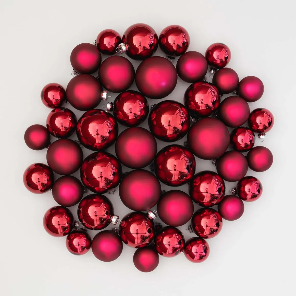 Box Of 44 Dark Red Baubles | Glass | 5-8 Cm