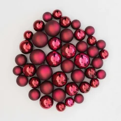 Box Of 44 Dark Red Baubles | Shatterproof | 5-8 Cm