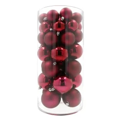 Box Of 44 Dark Red Baubles | Shatterproof | 5-8 Cm