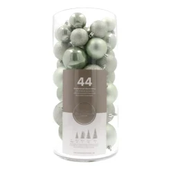 Box Of 44 Eucalyptus Green Baubles | Shatterproof | 5-8 Cm