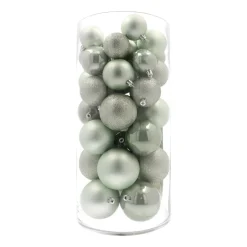 Box Of 44 Eucalyptus Green Baubles | Shatterproof | 5-8 Cm