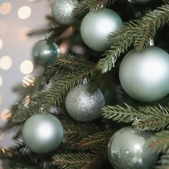 Box Of 44 Eucalyptus Green Baubles | Shatterproof | 5-8 Cm