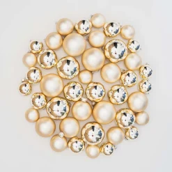 Box Of 44 Light Gold Baubles | Glass | 5-8 Cm