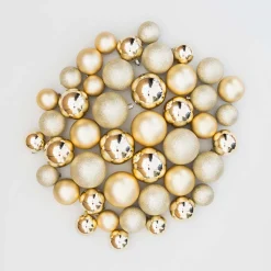 Box Of 44 Light Gold Baubles | Shatterproof | 5-8 Cm