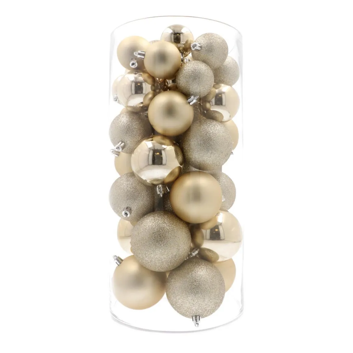Box Of 44 Light Gold Baubles | Shatterproof | 5-8 Cm