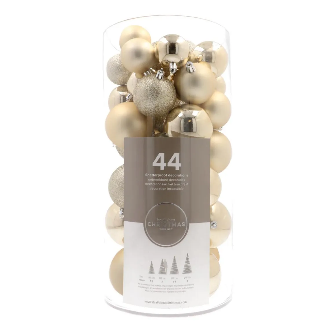 Box Of 44 Light Gold Baubles | Shatterproof | 5-8 Cm