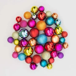 Box Of 44 Multicolour Baubles | Glass | 5-8 Cm