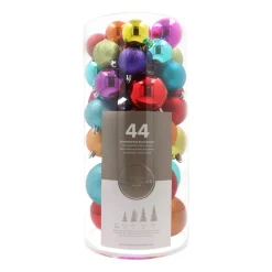 Box Of 44 Multicolour Baubles | Shatterproof | 5-8 Cm