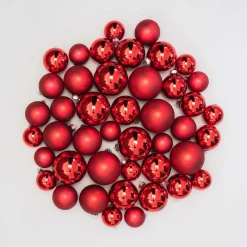 Box Of 44 Red Baubles | Glass | 5-8 Cm