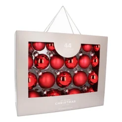 Box Of 44 Red Baubles | Glass | 5-8 Cm