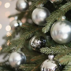 Box Of 44 Silver Baubles | Glass | 5-8 Cm