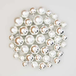 Box Of 44 Silver Baubles | Glass | 5-8 Cm
