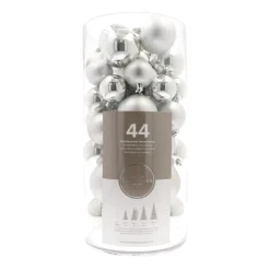 Box Of 44 Silver Baubles | Shatterproof | 5-8 Cm