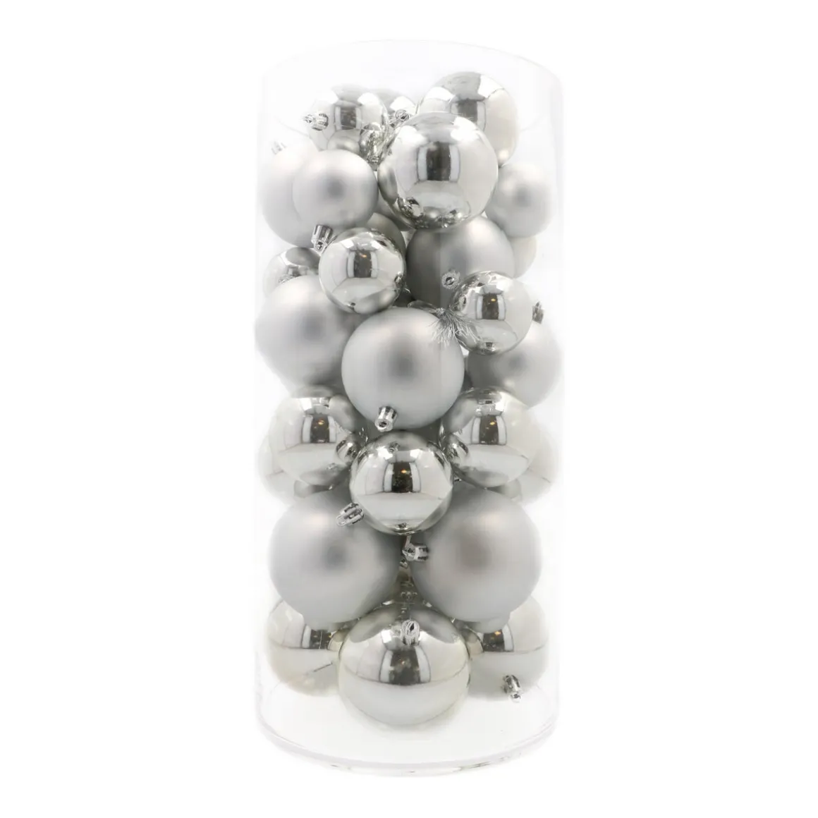 Box Of 44 Silver Baubles | Shatterproof | 5-8 Cm