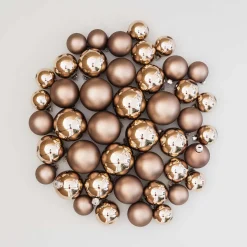 Box Of 44 Taupe Baubles | Glass | 5-8 Cm
