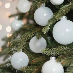 Box Of 44 White Baubles | Glass | 5-8 Cm