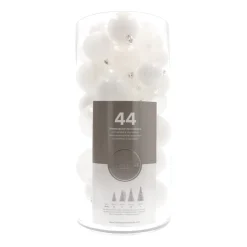 Box Of 44 White Baubles | Shatterproof | 5-8 Cm