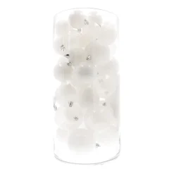 Box Of 44 White Baubles | Shatterproof | 5-8 Cm