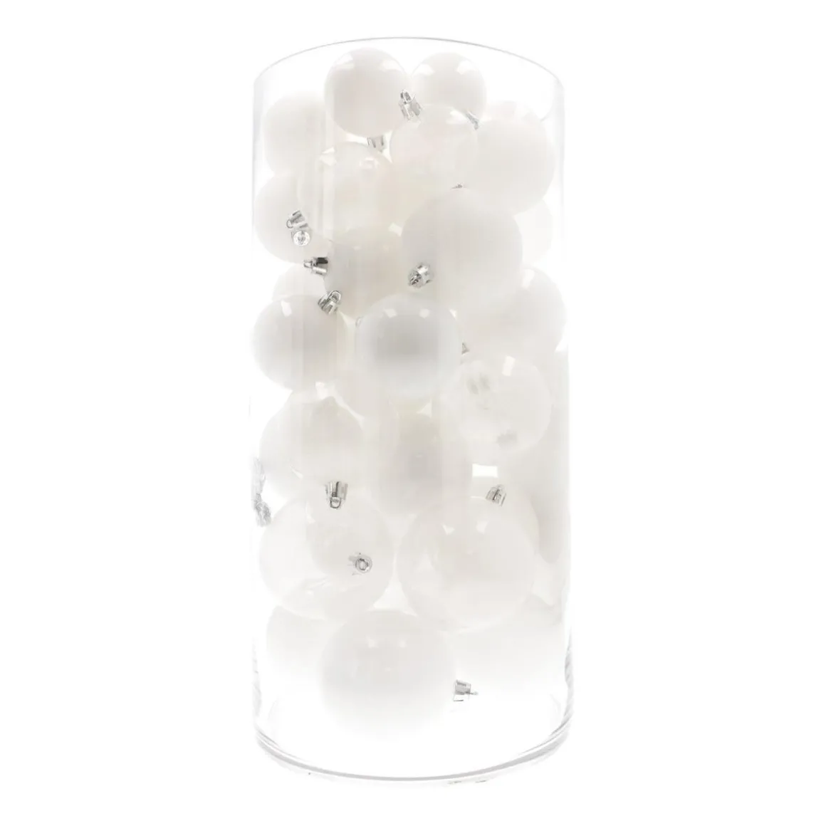 Box Of 44 White Baubles | Shatterproof | 5-8 Cm