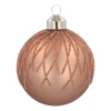 Brown Christmas Bauble With Dewdrop Stripes