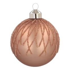 Brown Christmas Bauble With Dewdrop Stripes