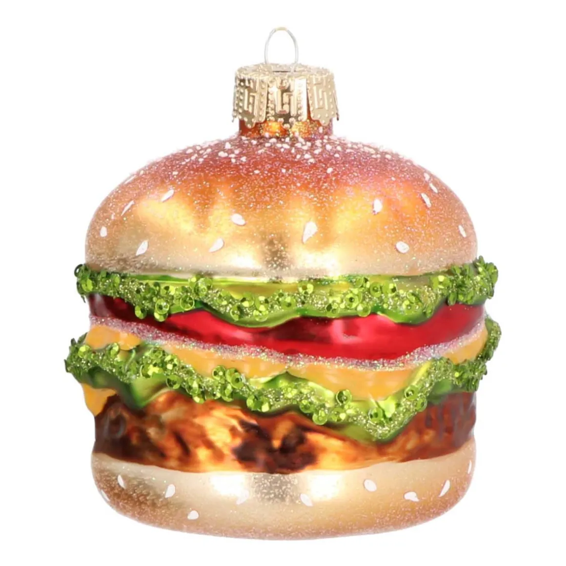 Burger Glass Hanging Figurine 9cm Gold