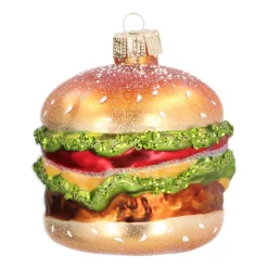 Burger Glass Hanging Figurine 9cm Gold