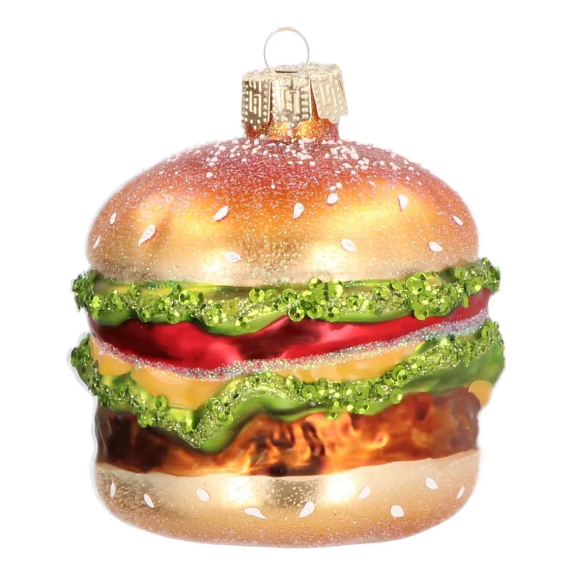 Burger Glass Hanging Figurine 9cm Gold