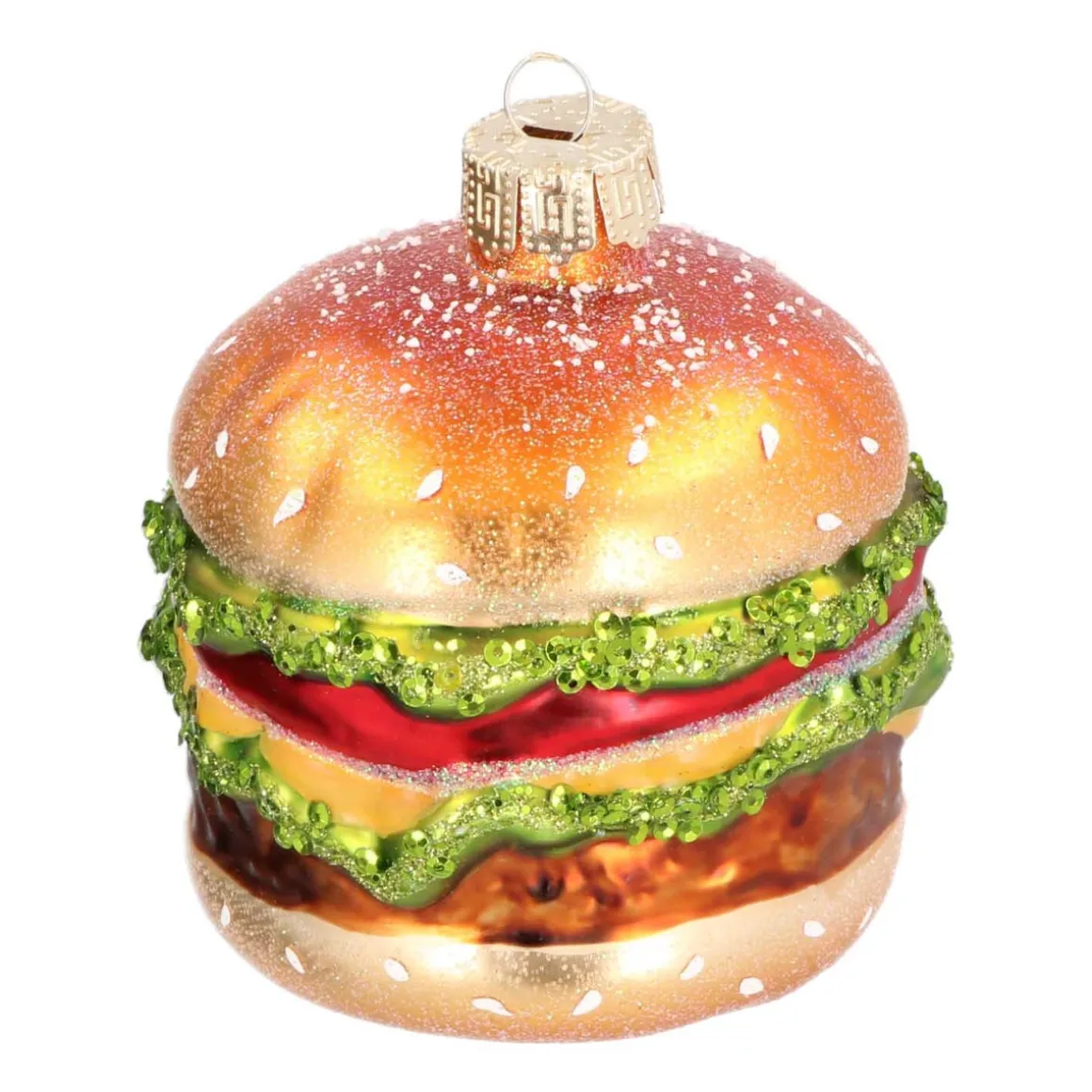 Burger Glass Hanging Figurine 9cm Gold