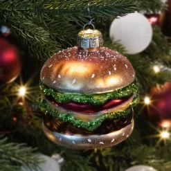 Burger Glass Hanging Figurine 9cm Gold