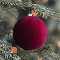 Burgundy Red Velvet Unbreakable Christmas Bauble
