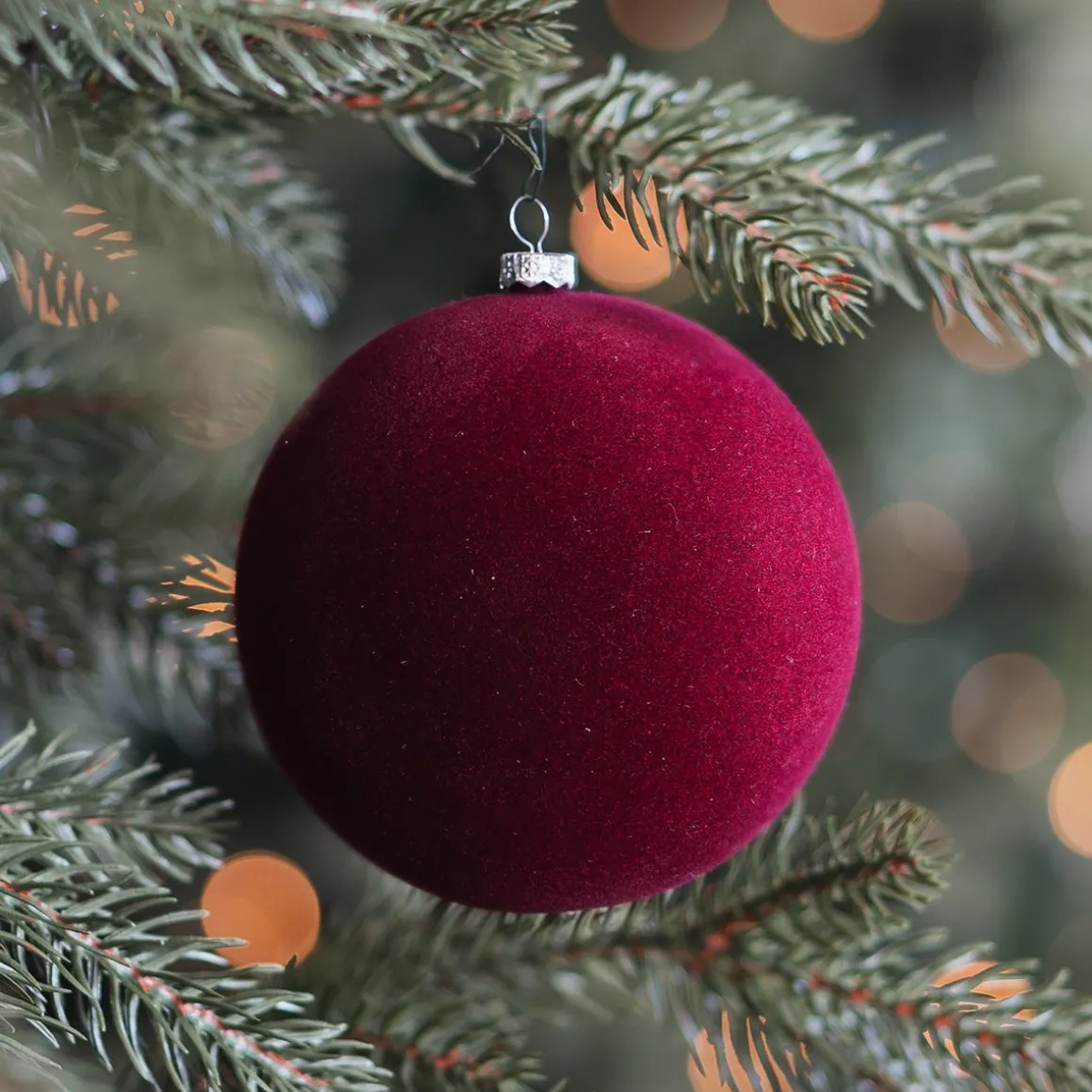 Burgundy Red Velvet Unbreakable Christmas Bauble