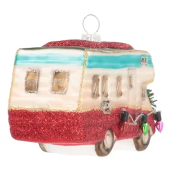 Camper Van Ornament, Glass, Red, 11cm/4.5in