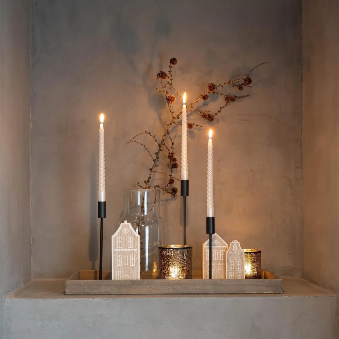 Candle Holder Matt Black | 25 Cm | Metal