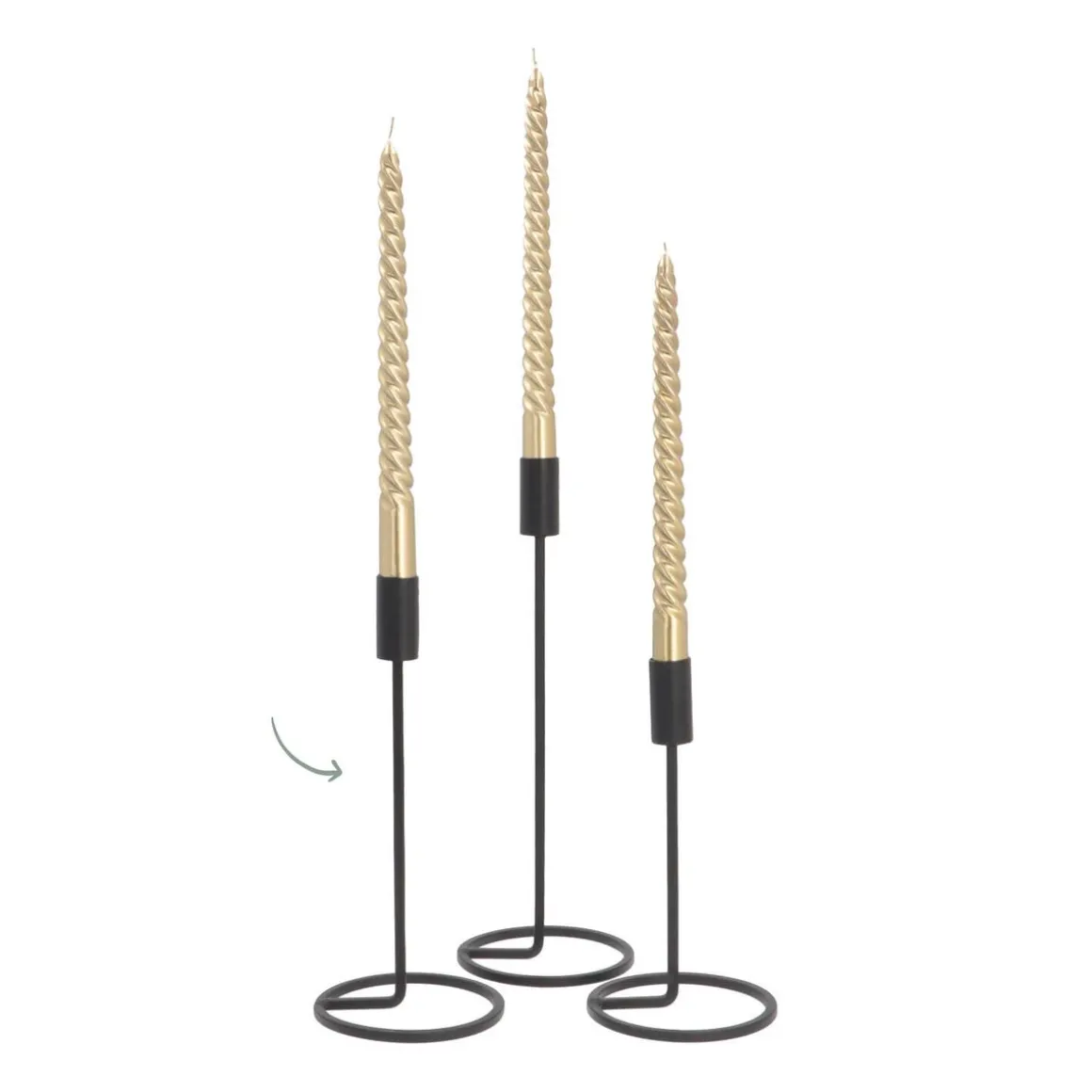 Candle Holder Matt Black | 25 Cm | Metal