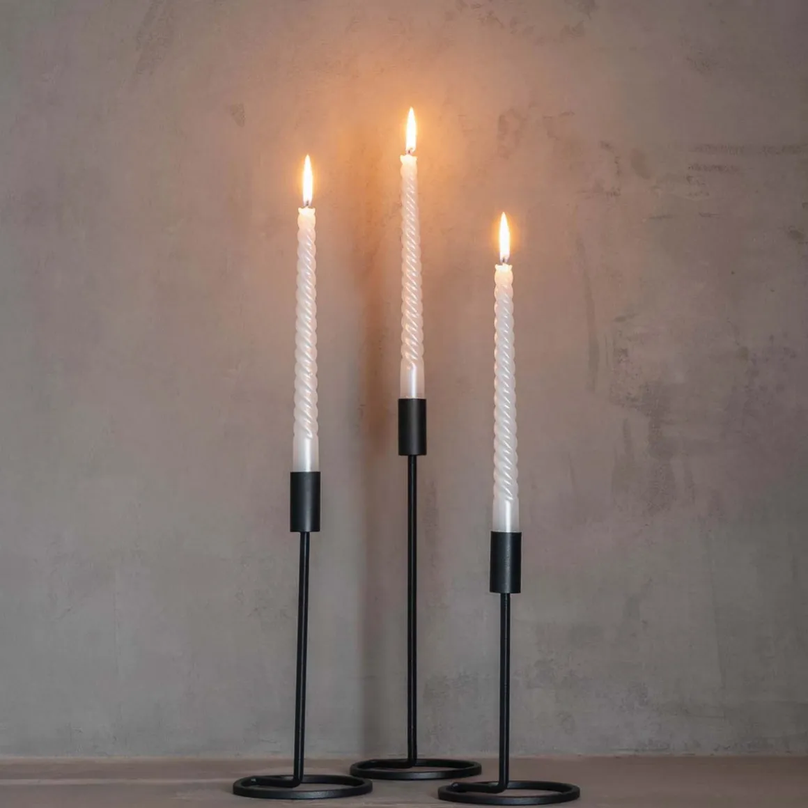 Candle Holder Matt Black | 25 Cm | Metal